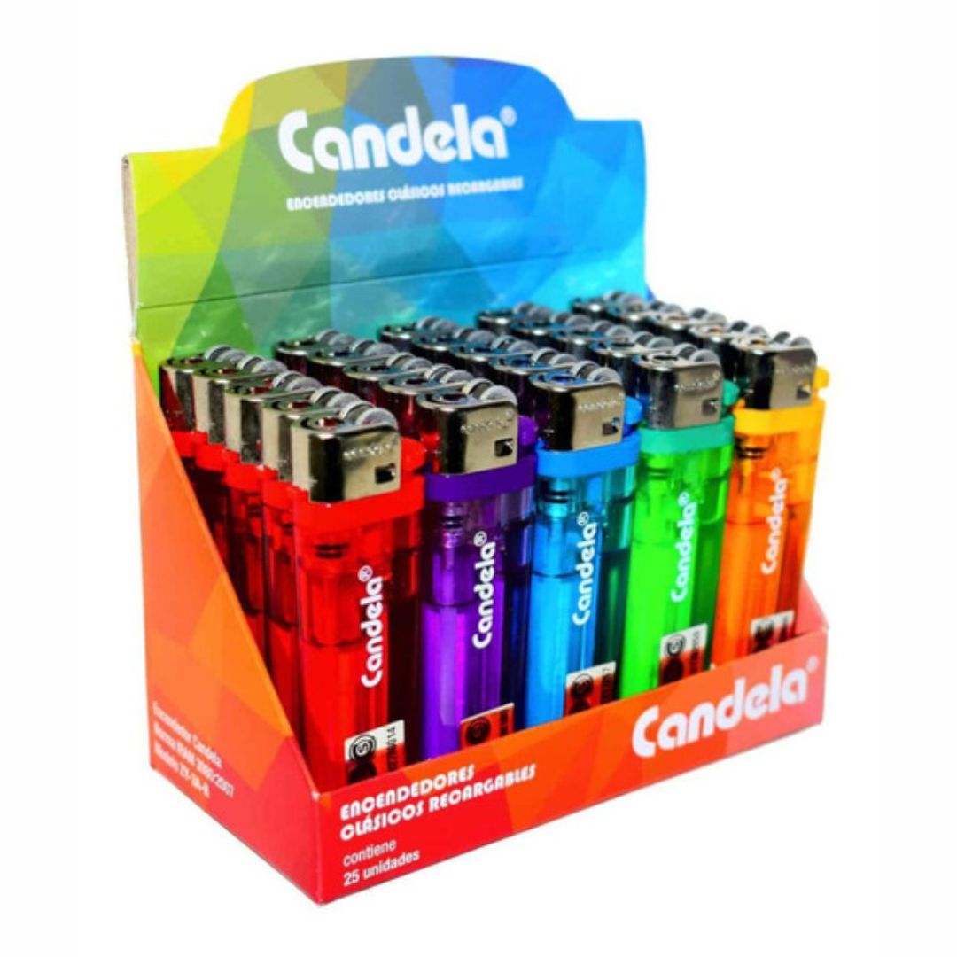 Encendedor transp candela x 25 u